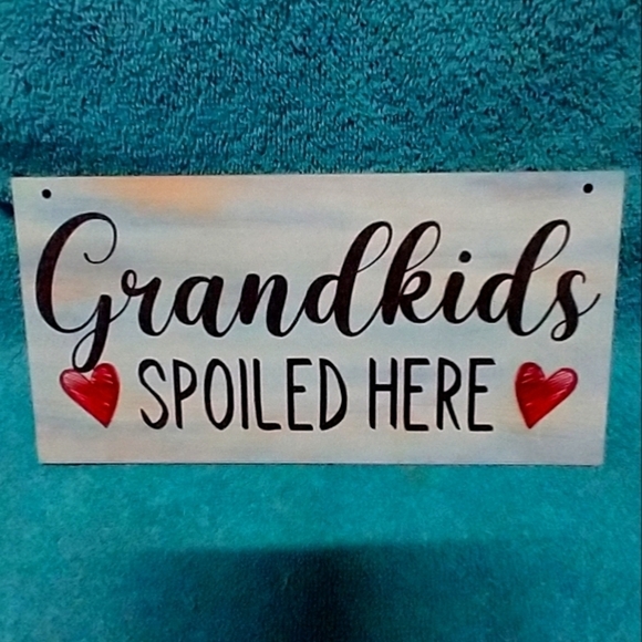 Decorative Sign with Red Hearts Grandma Kids Cute Wood - Picture 1 of 1